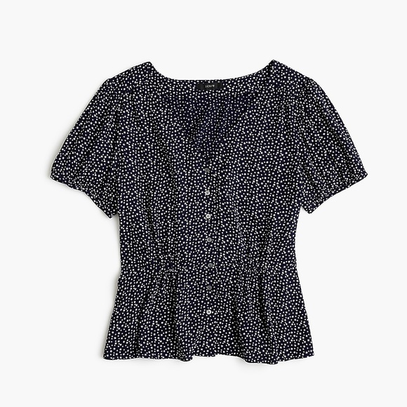J. Crew Tops - J. Crew Navy Star Print Peplum Top Size 4-6